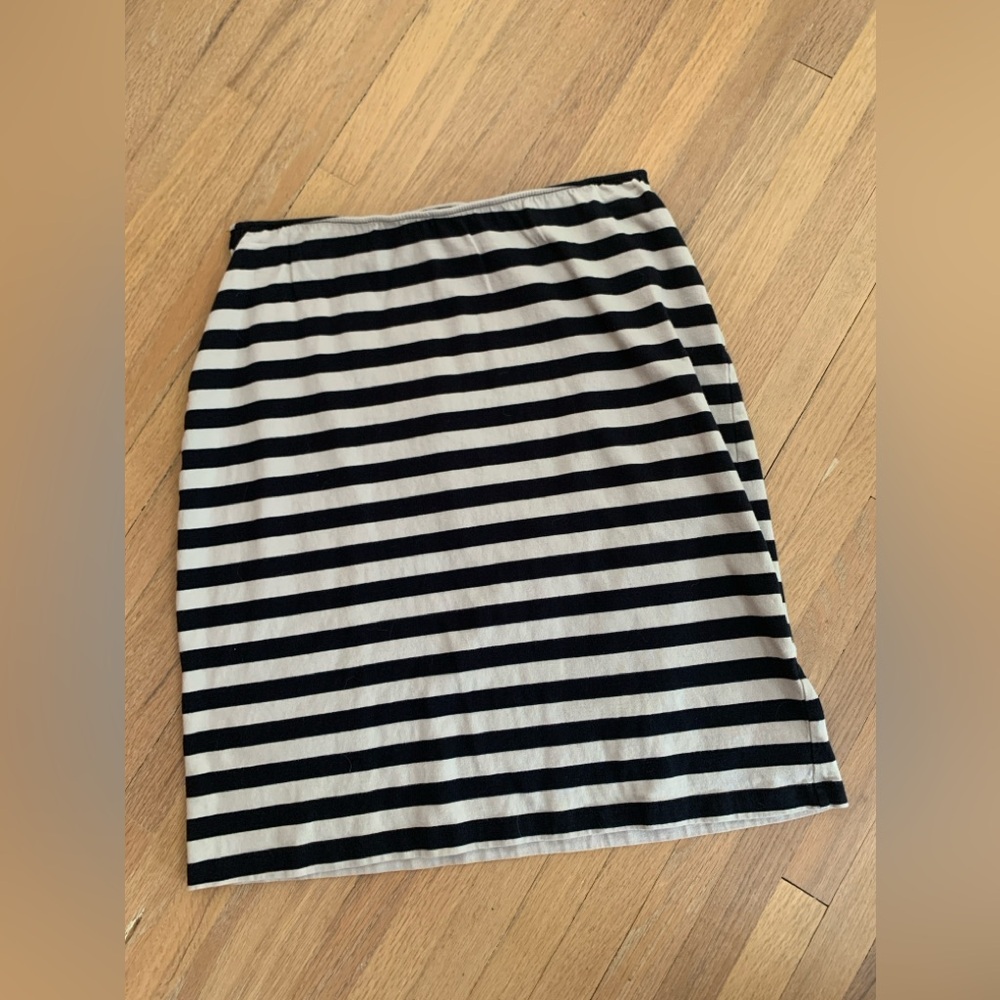Gudrun Sjoden Black and Gray Striped Women's Pencil Skirt